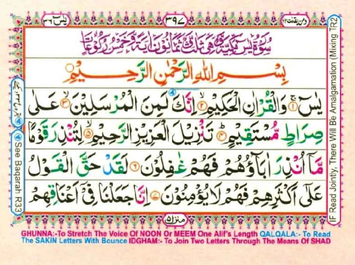 Surah Yaseen PDF – Page 1 with Arabic text