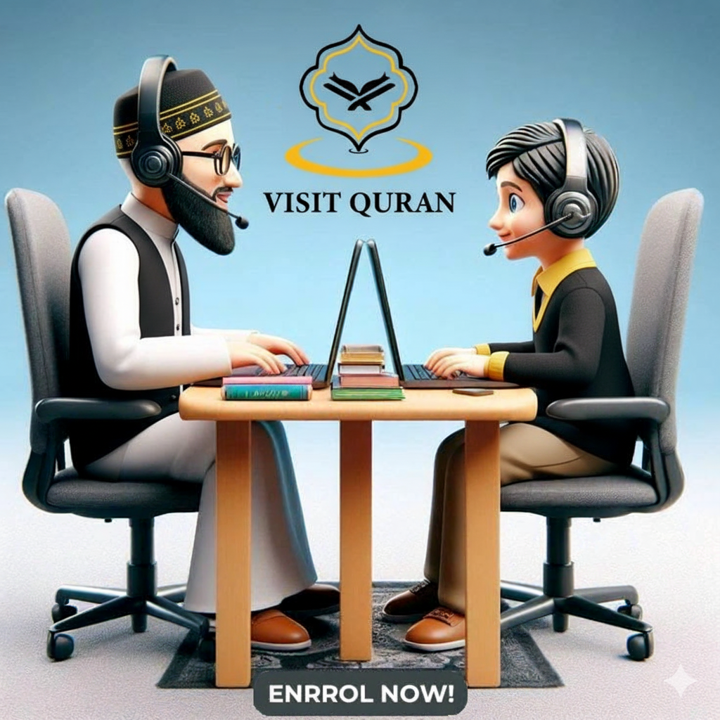 Male Quran teacher guiding student during online class